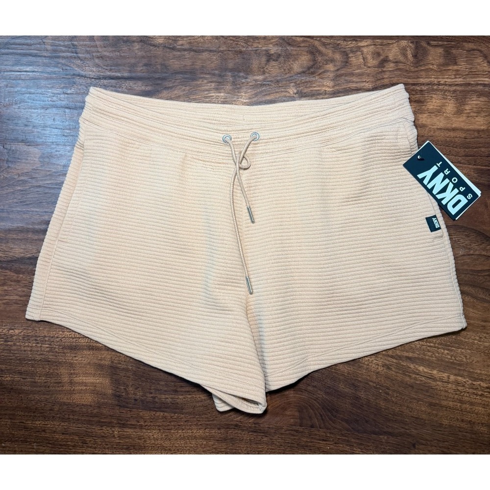 DKNY‎ Sport Womens Ribbed Street Shorts Tan Beige Size Large NWT